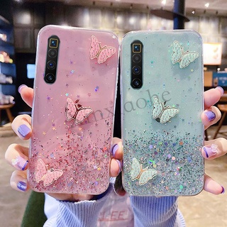 เคสโทรศัพท์มือถือแบบนิ่ม ใส แต่งกลิตเตอร์ ลายผีเสื้อ ระยิบระยับ สําหรับ Realme X50 5G X3 Superzoom