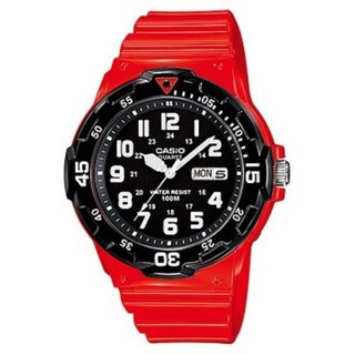 Casio Standard นาฬิกาข้อมือผู้ชาย สีแดง สายเรซิ่น รุ่น MRW-200HC-4B