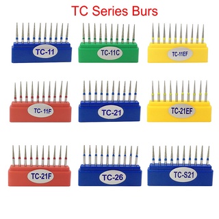 10Pcs/Box Diamond Bur TC Series Drill Dia-burs for High Speed Handpieces Medium FG 1.6M