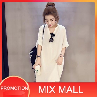 พร้อมส่ง ชุดเดรสยาว ทรงหลวม แขนสั้น MixMall Style