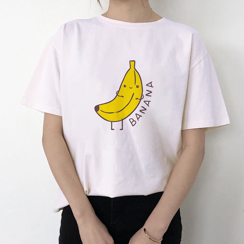 【 】เสื้อยืดคอกลม แขนสั้น พิมพ์ลายกล้วย แฟชั่นฤดูร้อน สําหรับผู้หญิง