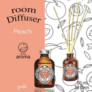 กลิ่น พีช Peach 50 ML ก้านไม้หอม น้ำหอมปรับอากาศ อโรม่า Hug Aroma Reed Diffuser  ภายในบ้าน Peach 50 ML