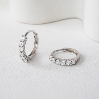 Silvermatters ต่างหูห่วงมงกุฏคริสตัล (Crystal Crown Huggie Hoop Earrings)