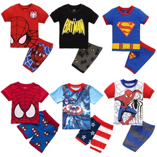 เด็กชายอายุ 2-8 ปี Cartton Nightwear ชุด Spiderman Nightwear Set เสื้อเชิ้ตแขนสั้น + กางเกงเด็ก เสื้อเชิ้ต Baju Tidur Kanak Kanak Bajy