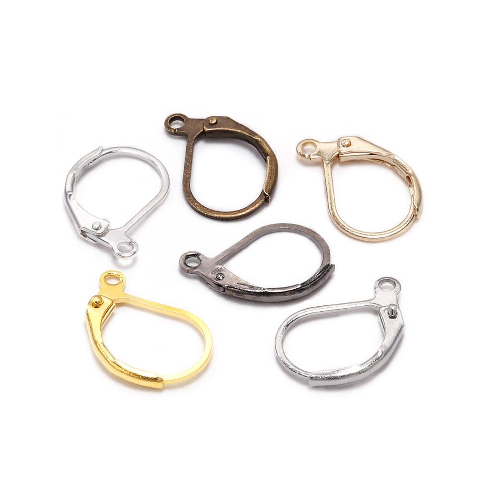 HOOPS 20 ชิ้น / ล็อต 15x10 มม. อุปกรณ์ห่วงตะขอสีเงินสีทอง Diy สําหรับใช้ทําเครื่องประดับ