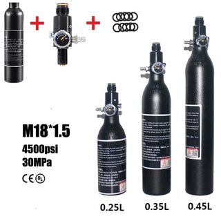 4500Psi/30MPa ถังขวด Pcp พร้อมตัวควบคุม ถังวาล์วเพนท์บอลกระบอกพร้อมขวดวาล์ว Pcp กระบอกลมถังอลูมิเนียมถังอากาศขวดสำหรับ Co2 คาร์บอนไดออกไซด์ออกซิเจนคาร์บอนไดออกไซด์ไนโตรเจน M18x1.5 เกลียว