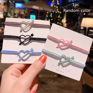 #New Arrival#1 Pc Newest Fashion Multi-color Hollow Geometric Heart Hair Rope Simple Hair Rope for Women