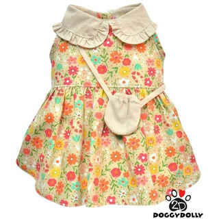 Pet clothes -Doggydolly  เสื้อผ้าแฟชั่น น้องหมาน้องแมว ชุดกระโปรงลายดอก  Dress แขนกุด  D676  ขนาด1-9โล