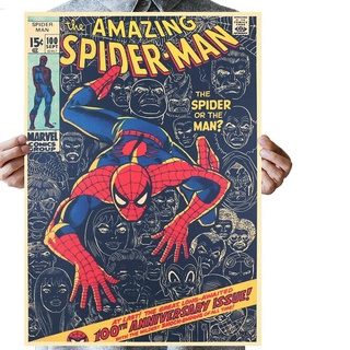 สติกเกอร์โปสเตอร์ ลายการ์ตูน Spider-Man สไตล์วินเทจ คลาสสิก ขนาด 51x36 ซม. สําหรับตกแต่งผนังบ้าน ห้องนอน หอพัก