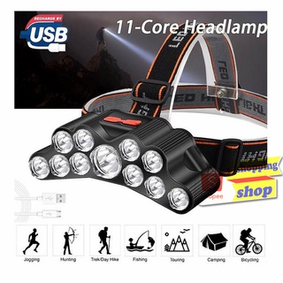 SH-T11 ไฟฉายคาดหัว headlamp 11 LED USB Rechargeable 4โหมด