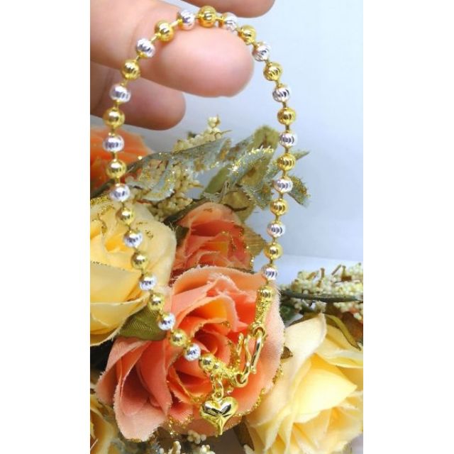 🎋สร้อยข้อมือสองกษัตริย์​ลายเม็ดจีบ​ ห้อยจี้หัวใจ​บินเองขอพร​ วัดดัง​ฮ่องกง ฟรีตลับทอง​