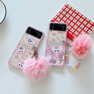 เคสโทรศัพท์มือถือ ฝาพับ พร้อมช่องใส่บัตร และลูกบอลขนเฟอร์ แฟชั่น สําหรับ Samsung Z Flip4 Z Flip3 Z Flip2 Z