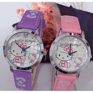 นาฬิกาข้อมือควอตซ์ ลายการ์ตูน Hello Kitty สําหรับเด็กผู้หญิง