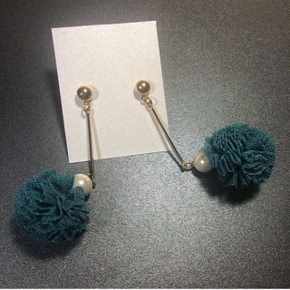 Green Ball Fabric earings