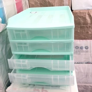 ตู้ลิ้นชัก 5 ชั้น พร้อมถาดบน สีเขียวพาสเทล รุ่น A-109-3 Organizer with upper tray two tone color Green Pastel