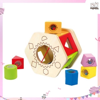 ของเล่นไม้บล็อกหยอดเรขาคณิตจากแบรนด์ Hape - Shake and Match Shape Sorter