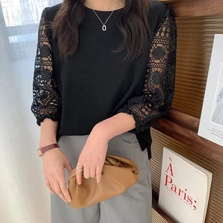 QKshop 💖 เสื้อแขนยาวผ้านิ่มลายลูกไม้ลุคใหม่ไม่เหมือนใคร ล้ำสุดๆ ใส่ได้ทุกวัย ดูสุภาพเรียบๆดูแพงสุดๆ ใส่ทำงานใส่เที่ยวครบ