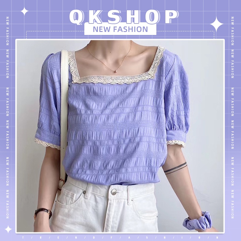 QKshop เสื้อลุคคุณหนูคุณใจ 🌸มีความลูกไม้เล็กประดับ โทนสีน่ารัก มันนุ้บนิ้บมาก ดีเทลน่ารัก ⚡️ใส่สบายนุ่มนิ่ม💕