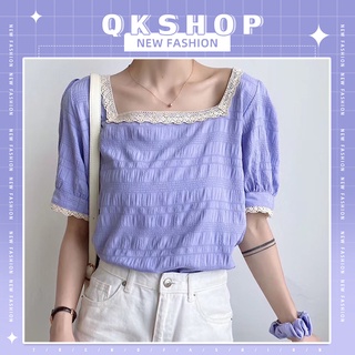 QKshop เสื้อลุคคุณหนูคุณใจ 🌸มีความลูกไม้เล็กประดับ โทนสีน่ารัก มันนุ้บนิ้บมาก ดีเทลน่ารัก ⚡️ใส่สบายนุ่มนิ่ม💕