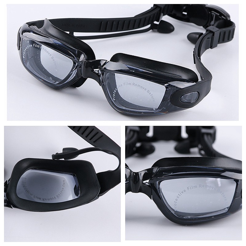 แว่นตาว่ายน้ําซิลิโคน สายตาสั้น แบบมืออาชีพ ป้องกันหมอก หรือ แว่นตาว่ายน้ํา UV แบบใส พร้อมที่อุดหู LL006 - รูปที่ 4