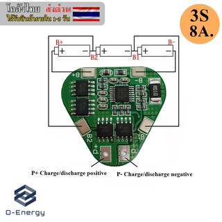 BMS 3S 8A. 11.1V 12.6V ป้องกันแบตเตอรี่ Li-ion Lithium 18650 ป้องกัน Overcharge Overdischarge และการ ป้องกันไฟฟ้าลัดวงจร