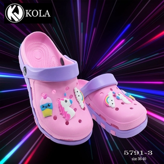 Kola รองเท้าผู้หญิง รองเท้าแตะแบบสวม รองเท้าแตะปิดหัว รองเท้าแตะสามลายโพนี Size 36-40 Kola รุ่น 5791-3