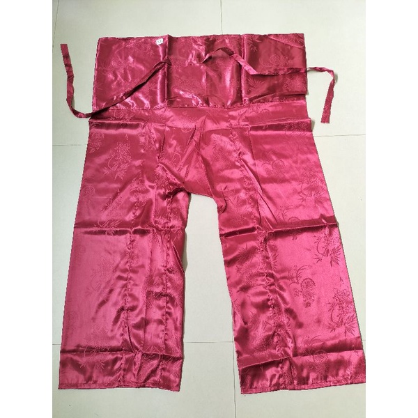 กางเกงแพรขายาวมีเชือกผูกกางเกงเลผ้าแพรไซส์XL - รูปที่ 4