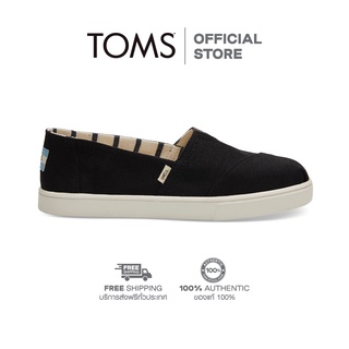 TOMS รองเท้าลำลองผู้หญิง สลิปออน รุ่น Alpargata Cupsole Black Heritage Canvas (CB) รองเท้าลิขสิทธิ์แท้