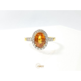 แหวน yellow sapphire ล้องเพชร ตัวเรือนทองแท้18k.