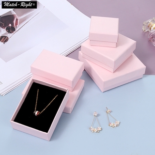Paper Jewelry Box with Sponge Light Pink Gift Box Necklace Earring Storage Present Case