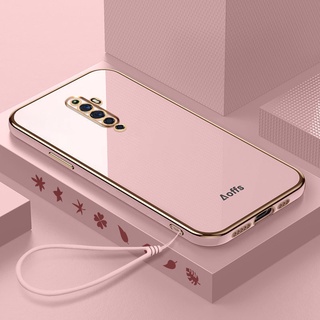 เคสโทรศัพท์มือถือ ทรงสี่เหลี่ยม บางพิเศษ สีพื้น หรูหรา สําหรับ oppo reno2f 2Z reno3 reno3 pro reno reno2 renoZ reno4se