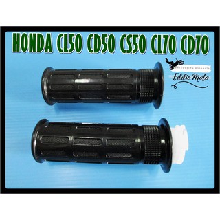 HONDA CL50 CD50 CS50 CL70 CD70 CLASSIC HANDLE GRIP SET "BLACK" with THROTTLE //ปลอกแฮนด์คาลสสิค สีดำ พร้อมไส้เร่งอย่างดี