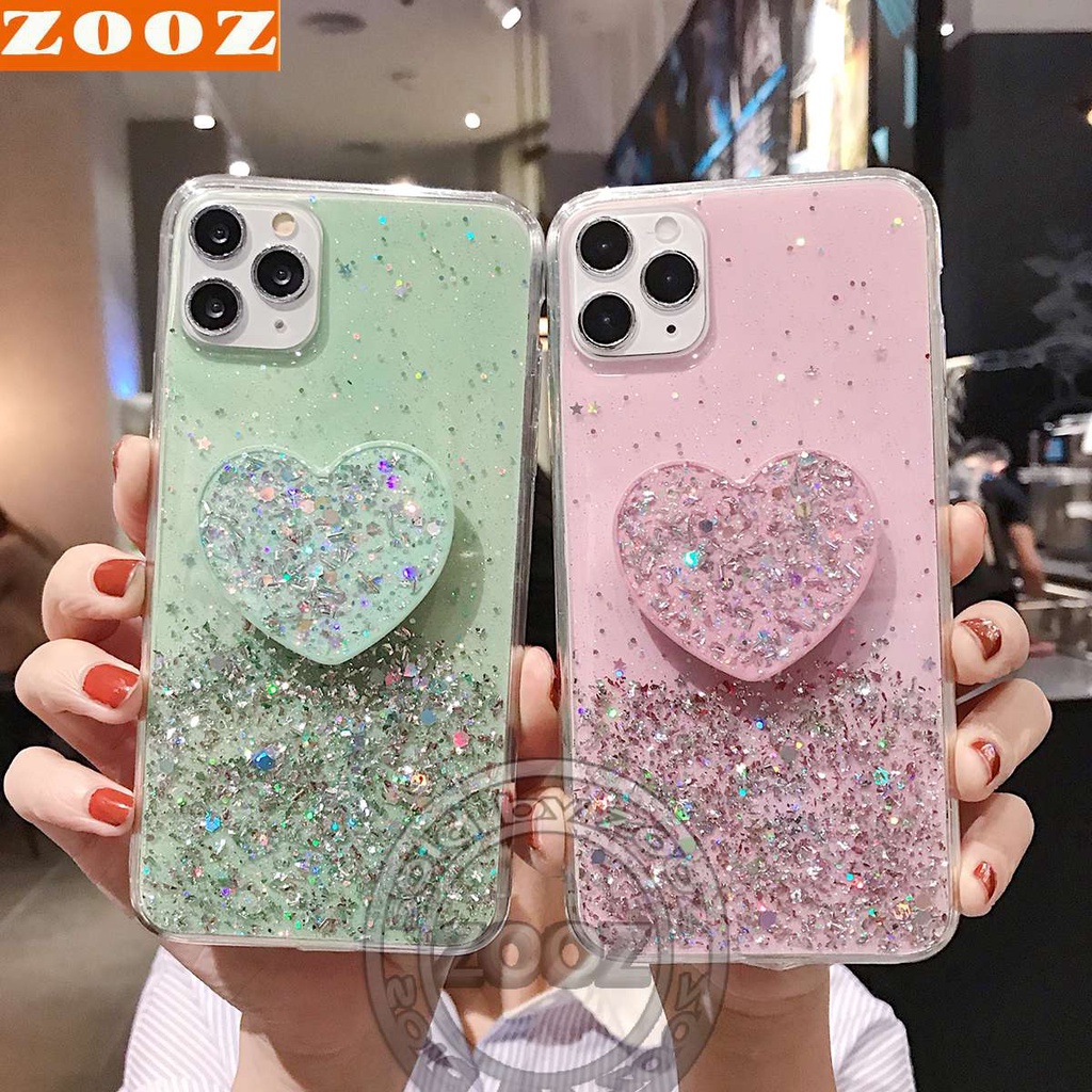 Huawei Y6p Y7p Y5p 2020 Y6s Y9s Y6 Y7 Pro Y9 Prime Y5 2019 Bling Glitter Star Silicone Case Luxury Foil Powder Soft Cover Crystal Protective Flexible Shine Phone Casing for Huawei Y 6P 7P 5P 2020 Y 9s 6s y6 y7 y6 y7 pro y5 y9Prime 2019 heart Airbag Stand