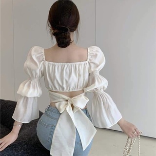 เสื้อทรงครอปผูกหลังรุ่นน้องโบว์(ก13)​