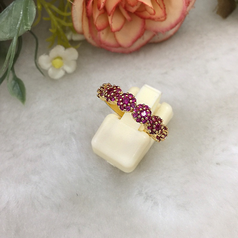 แหวนทองฝังพลอยทับทิม ฟรีไซส์ ชุบทอง ใส่ออกงานได้ ใส่ได้ทุกโอกาส รูปถ่ายจากสินค้าจริง งานสวย พร้อมส่ง