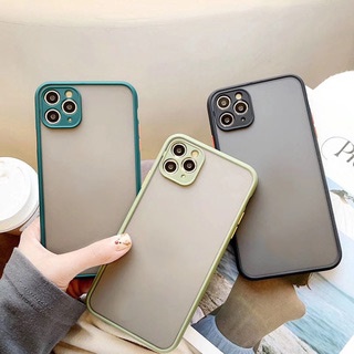 เคสผิวด้าน ตรงรุ่น เคสหลังด้านกันกล้อง เคสขอบสีกันกระแทก iPhone 11 Pro 7 8 6 6s Plus X Xs Max Xr SE 2020 SE2 SE3 4G 5G 2022