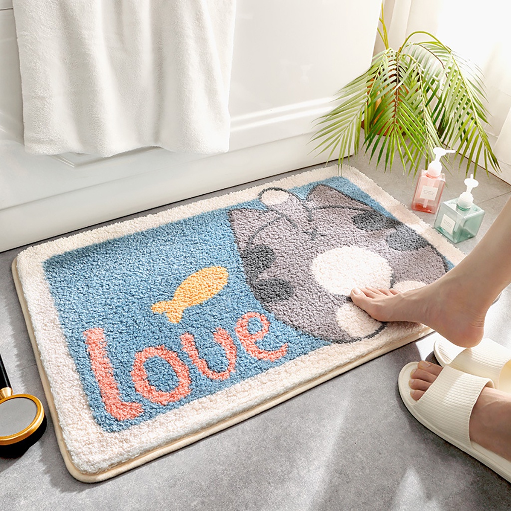 พรมเช็ดเท้าประตูห้องน้ําและห้องนั่งเล่นระดับพรีเมี่ยม - ธีมสุนัขและแมว TCCC10