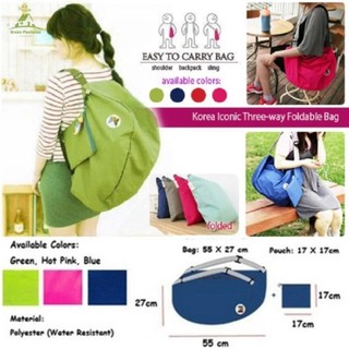 GP00008 กระเป๋าพับได้ พกพาได้ 3 แบบ 3 สไตล์ 3 Ways Foldable Bag