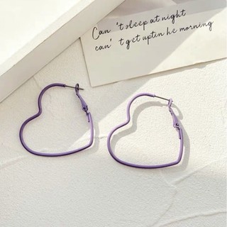 (พร้อมส่ง) ต่างหูห่วงหัวใจสีม่วง รุ่น love purple