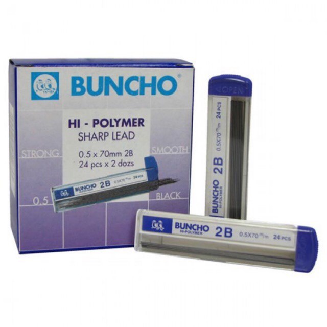 Buncho Mechanical Pencil Lead 2B Pencil Lead Hi-Polymer 0.5 มม.x70 มม. สําหรับ Student School Office