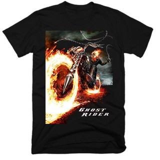 ผ้าฝ้ายคอกลมใหม่ เสื้อยืดลําลอง แขนสั้น พิมพ์ลาย GHOST RIDER MOVIE สีดํา แฟชั่นฤดูร้อน สําหรับผู้ชายfrom S-4XL