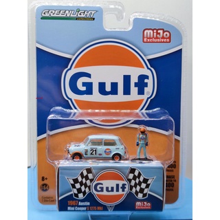 [พร้อมส่ง] Mijo Green Light 1: 64 1967 Austin Mini Cooper gulf Bay Petroleum Belt Racer