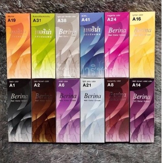 Berina สีผมเบอริน่า ครีมเปลี่ยนสีผม สีย้อมผม (A1-A47) มีตัวอย่างแต่ละเฉดสี A21 A38