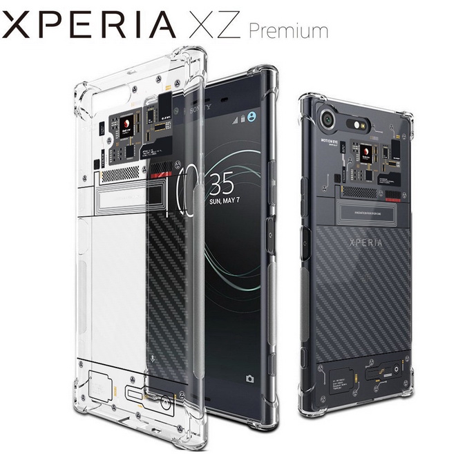 เคส สำหรับ Sony Xperia XZ Premium [Explorer Series] 3D Anti-Shock Protection TPU Case [Transparent]