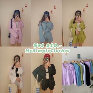 Set เสื้อเชิ้ตแขนยาว + กางเกงขาสั้น (มี5สี) Cotton Candy set