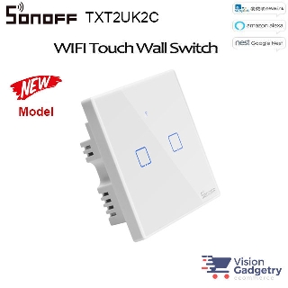 Sonoff Smart Home TX T2 ปลั๊กสวิตช์ติดผนัง Wifi RF แผงสัมผัส Alexa 2 Double Gang