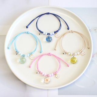 SENSES// Korean Style Glass Dried Flower Carrying Strap Pastoral Style Girlfriends Couple Peach Blossom Bracelet Girls Gifts Bracelet 4z77