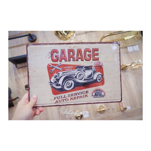 แผ่นป้ายสังกะสีแบบนูน Garage