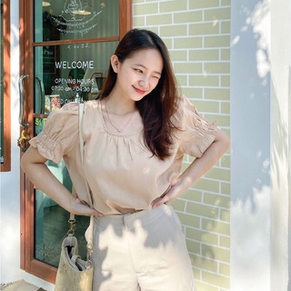 🍎 ลด45.-โค้ดWYQESS🍋nature.bkk - TP1823 เสื้อคอกลมจั้มแขน เอริกะ