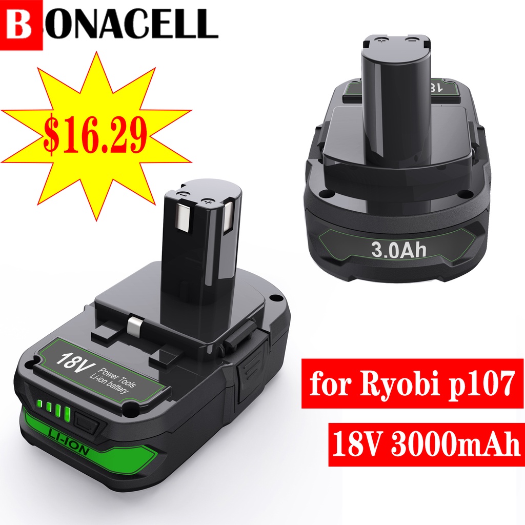 Bonacell 18V batterie for Ryobi 18 V p107 p108 P104 P105 P102 P103 replacement battery for Ryobi cor